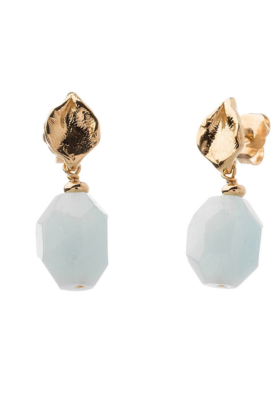 PENDIENTES HOJA AGUAMARINA