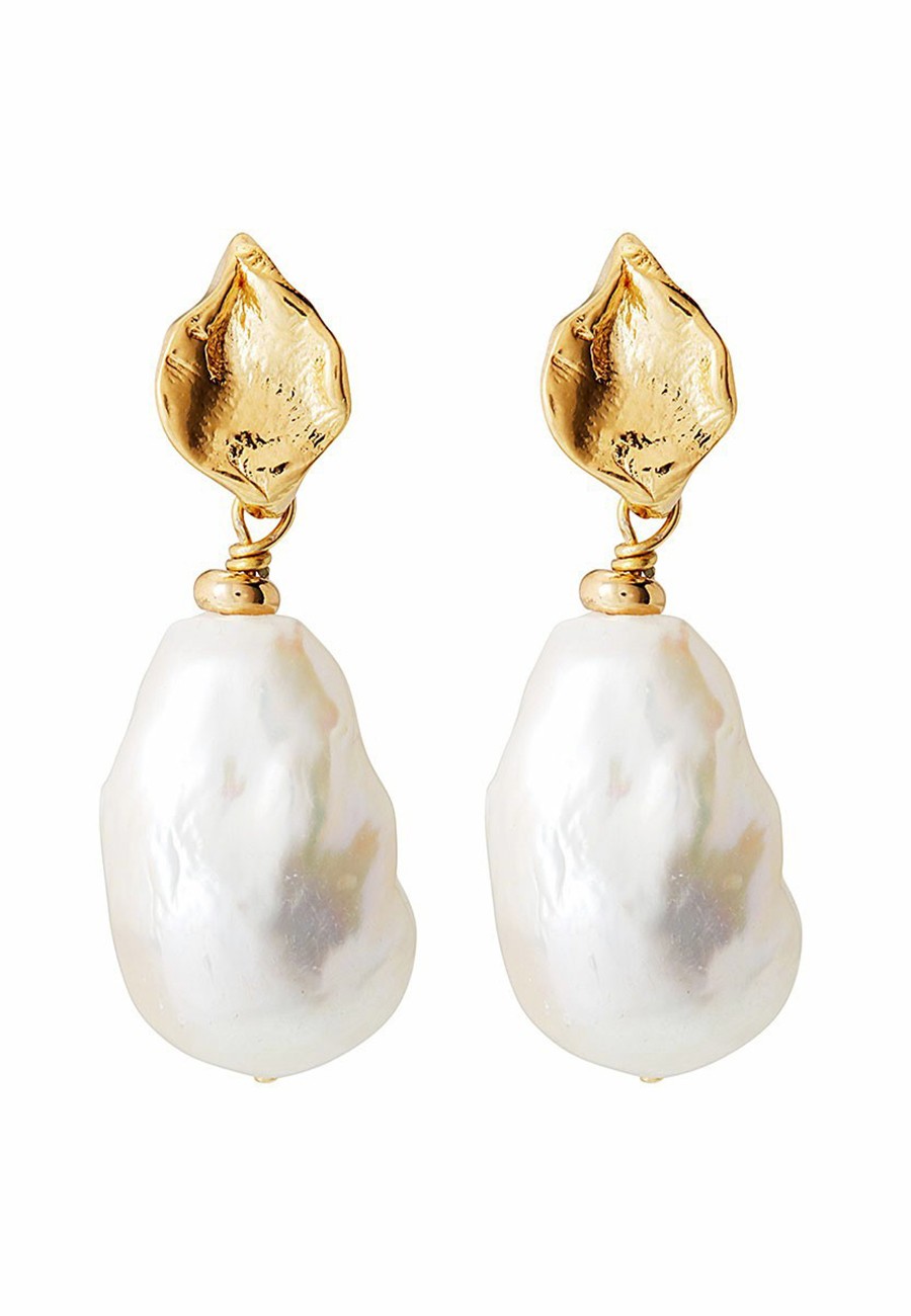 PENDIENTES HOJA PERLA BARROCA
