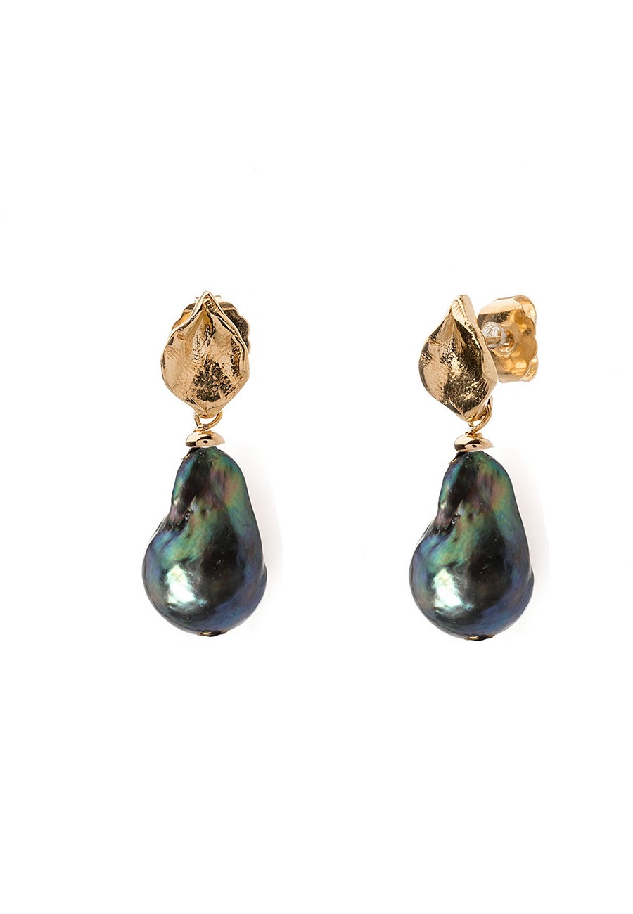 PENDIENTES HOJA BAÑO ORO...