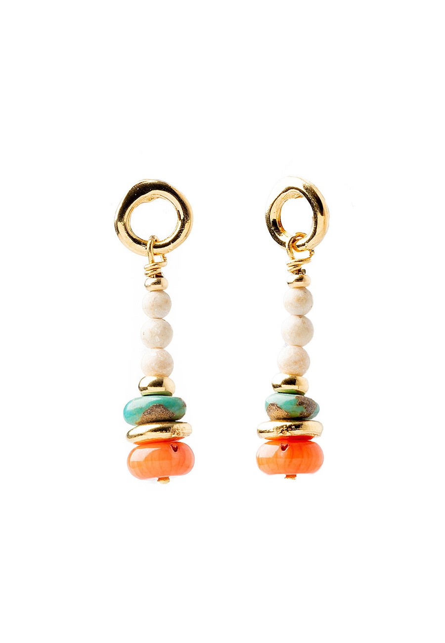 PENDIENTES BAÑO ORO CON CORAL