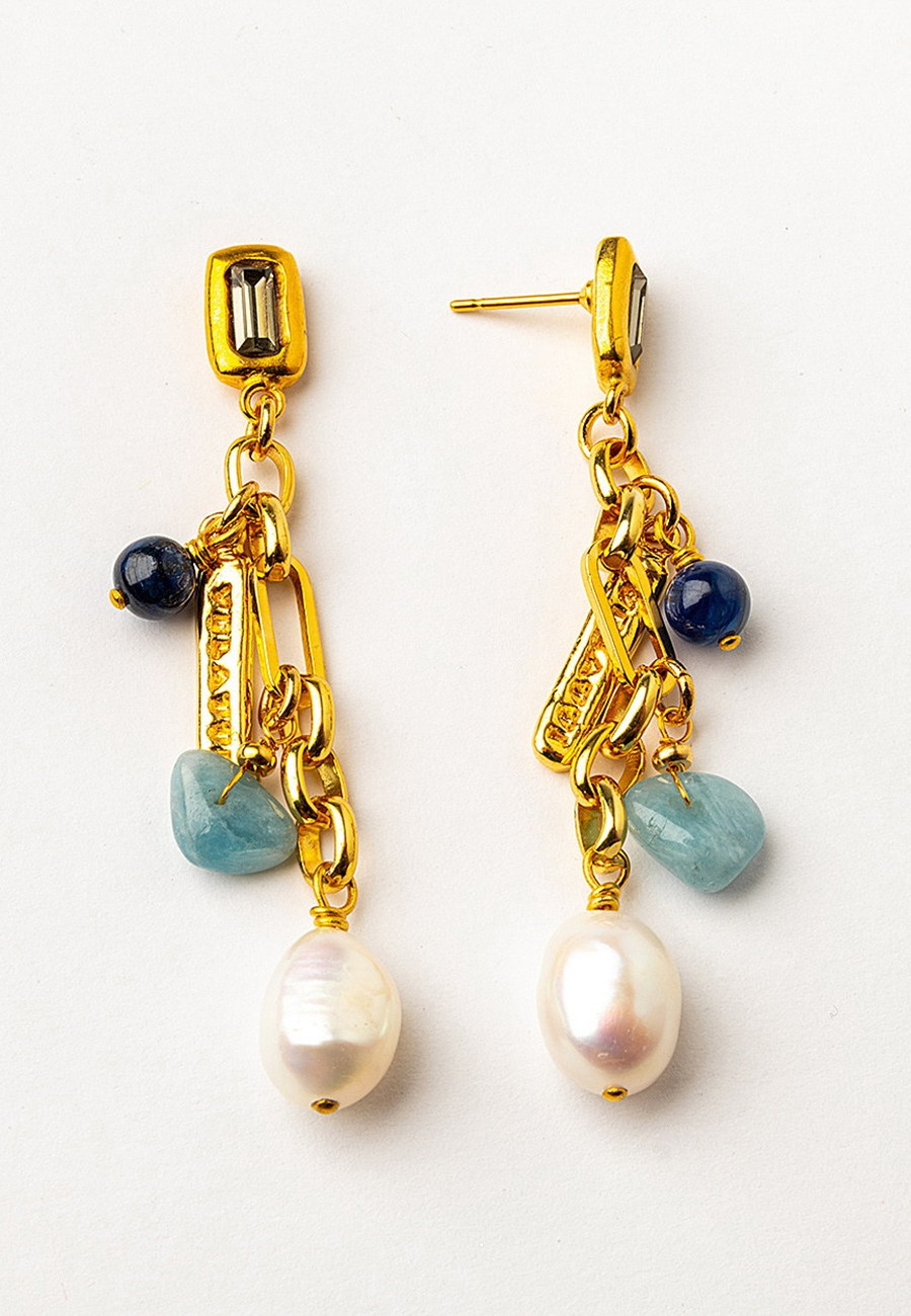 PENDIENTES BAÑO ORO CON GEMAS