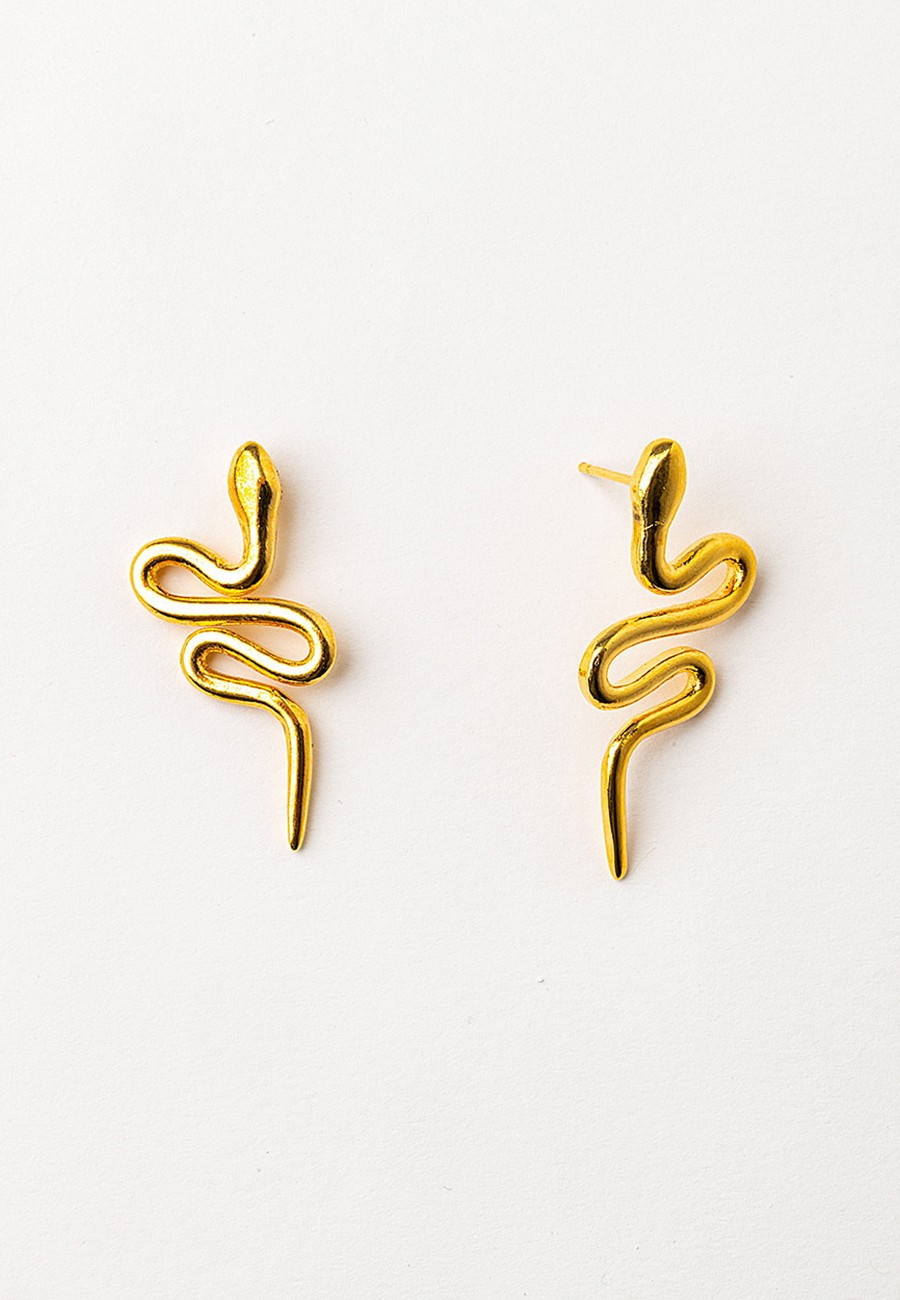 PENDIENTES SERPIENTE BAÑO ORO