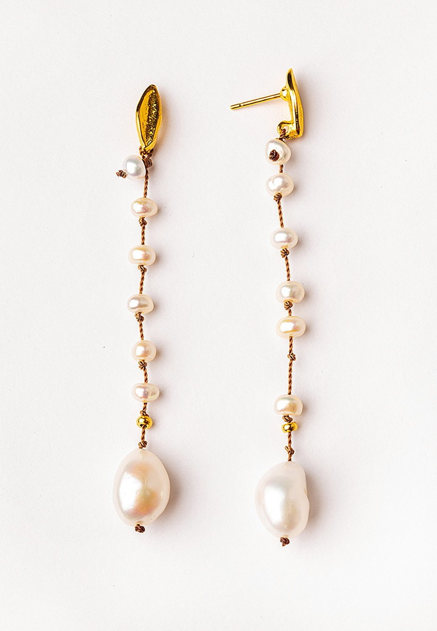 PENDIENTES BAÑO ORO CON PERLAS