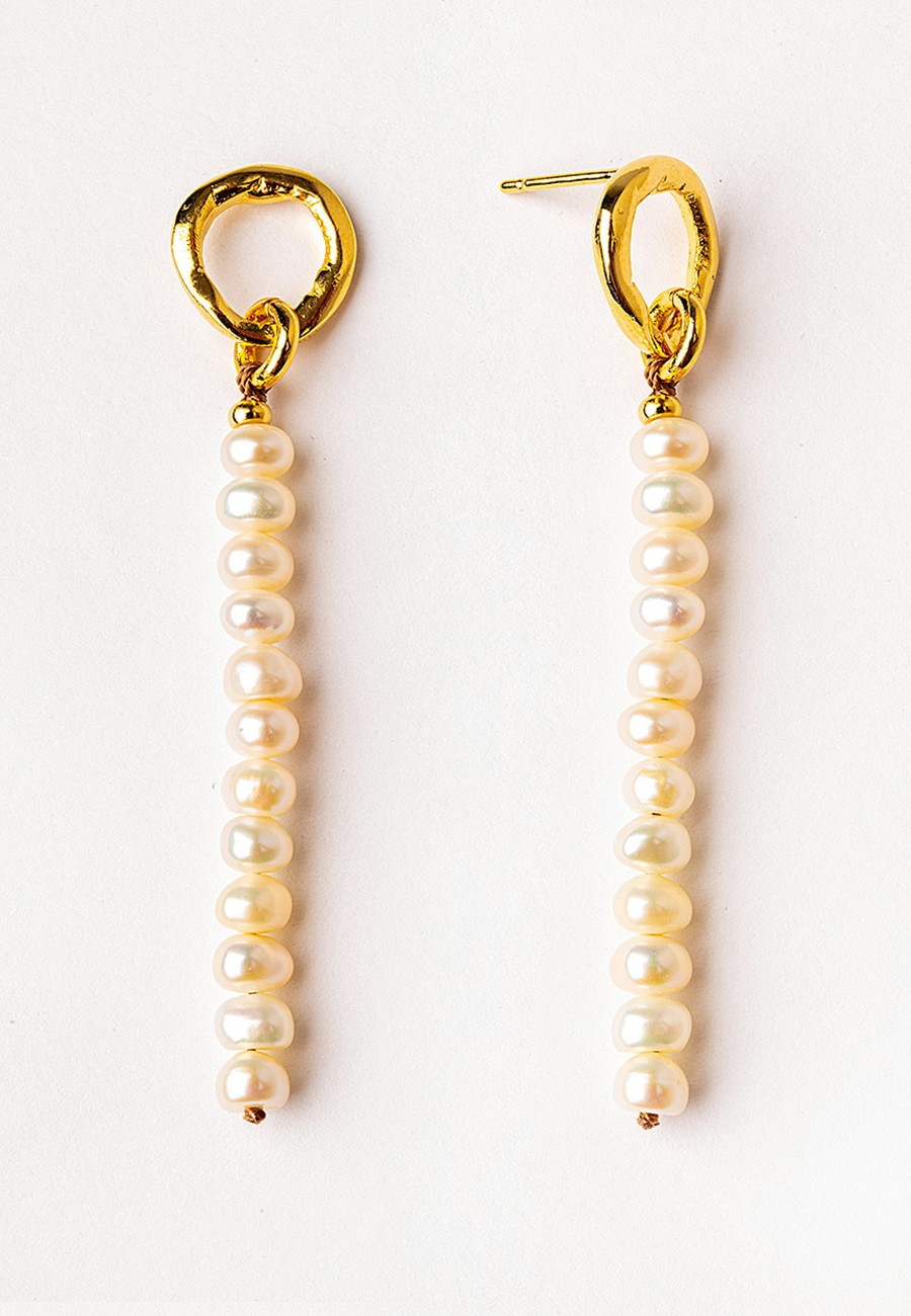 PENDIENTES BAÑO ORO CON PERLAS