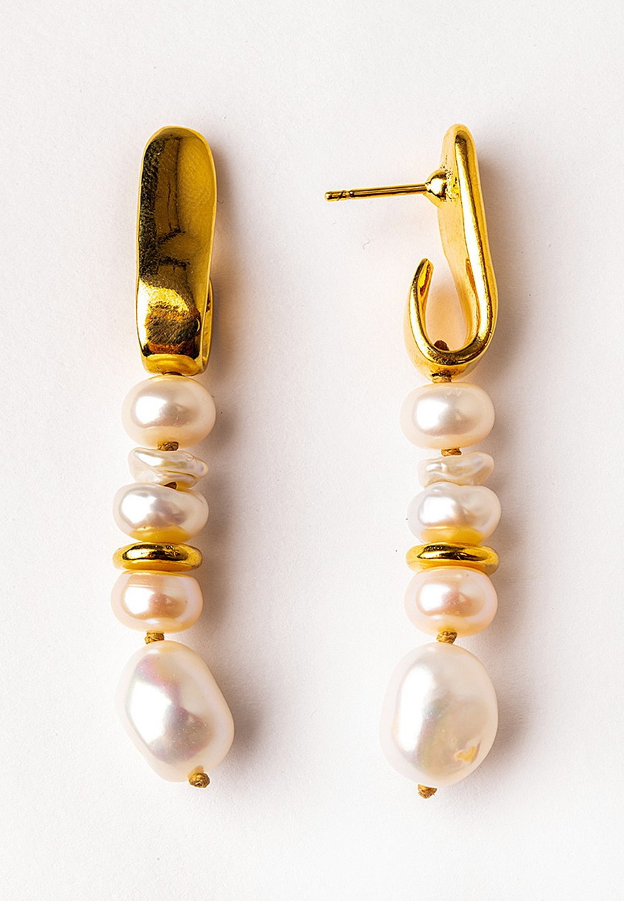 PENDIENTES BAÑO ORO CON PERLAS