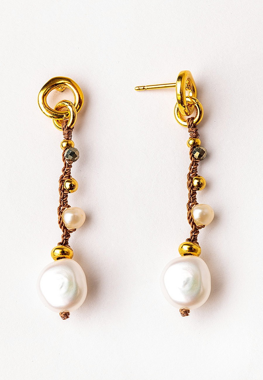 PENDIENTES BAÑO ORO CON PERLAS