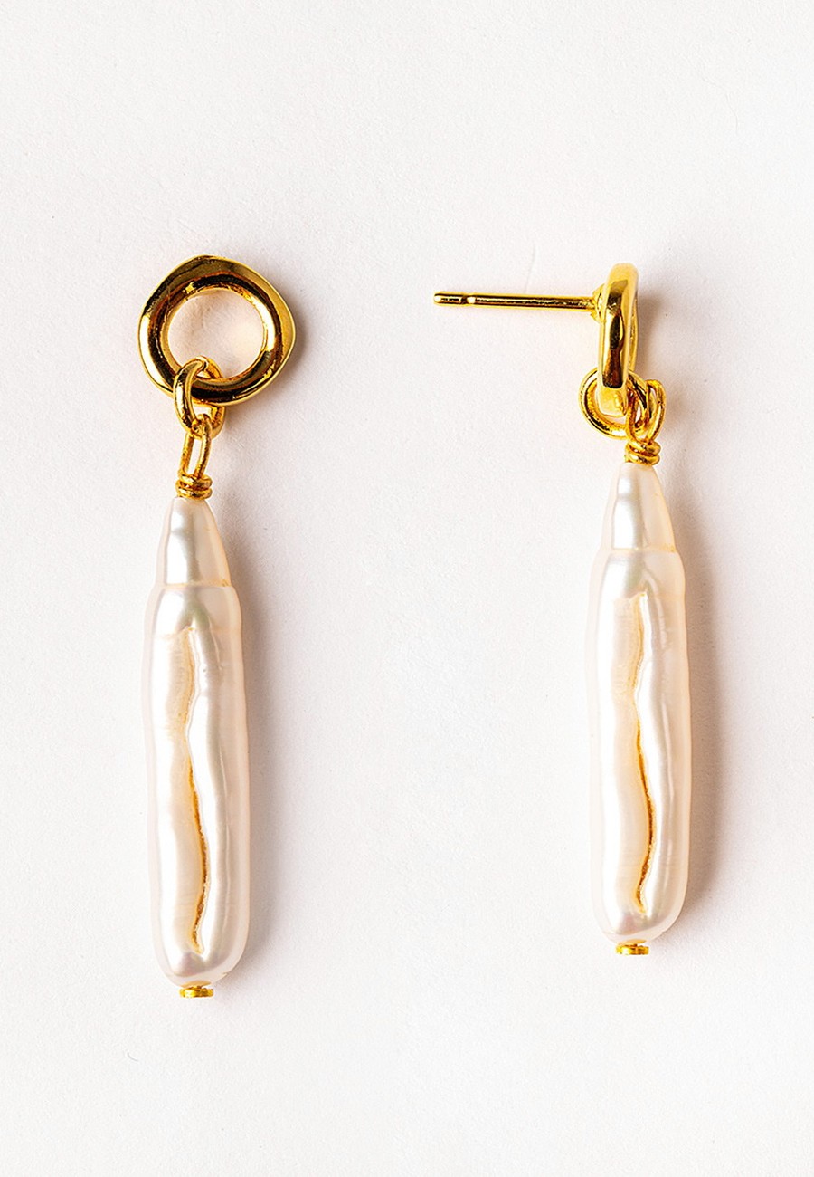 PENDIENTES BAÑO ORO CON PERLAS