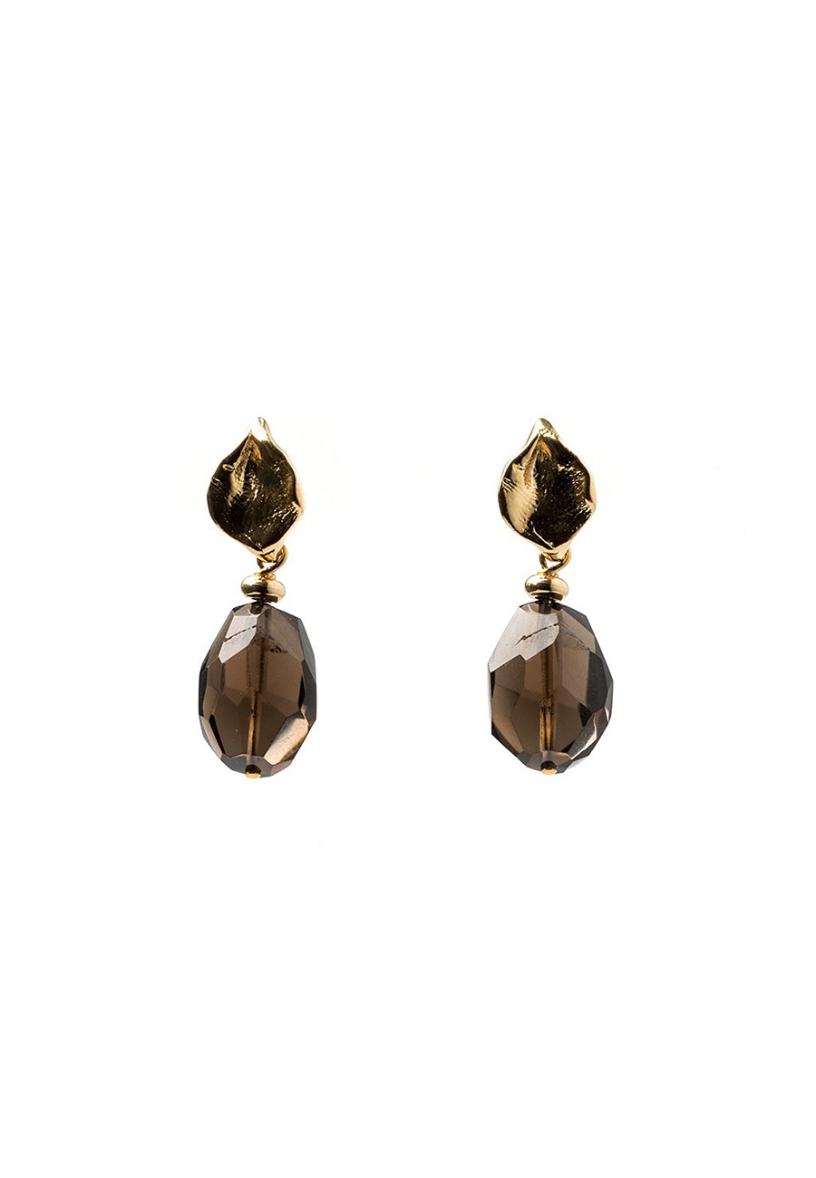PENDIENTES HOJA BAÑO ORO...