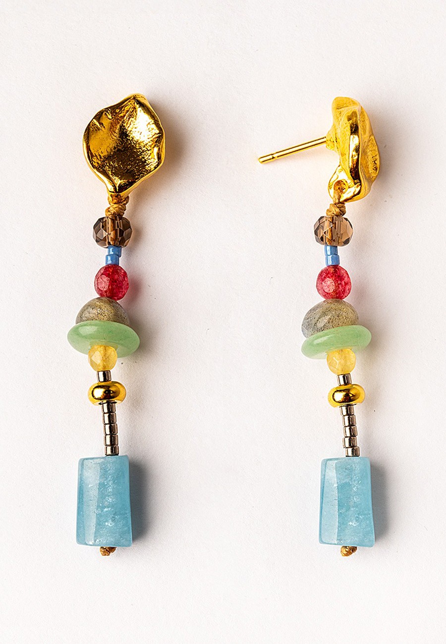 PENDIENTES BAÑO ORO CON GEMAS