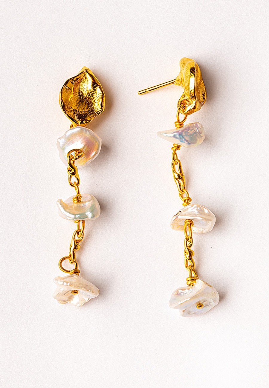 PENDIENTES BAÑO ORO CON PERLAS