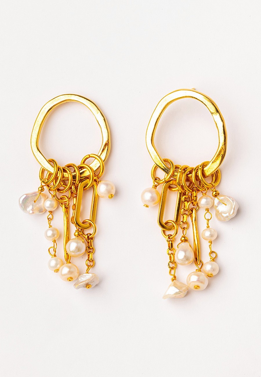 PENDIENTES BAÑO ORO CON PERLAS