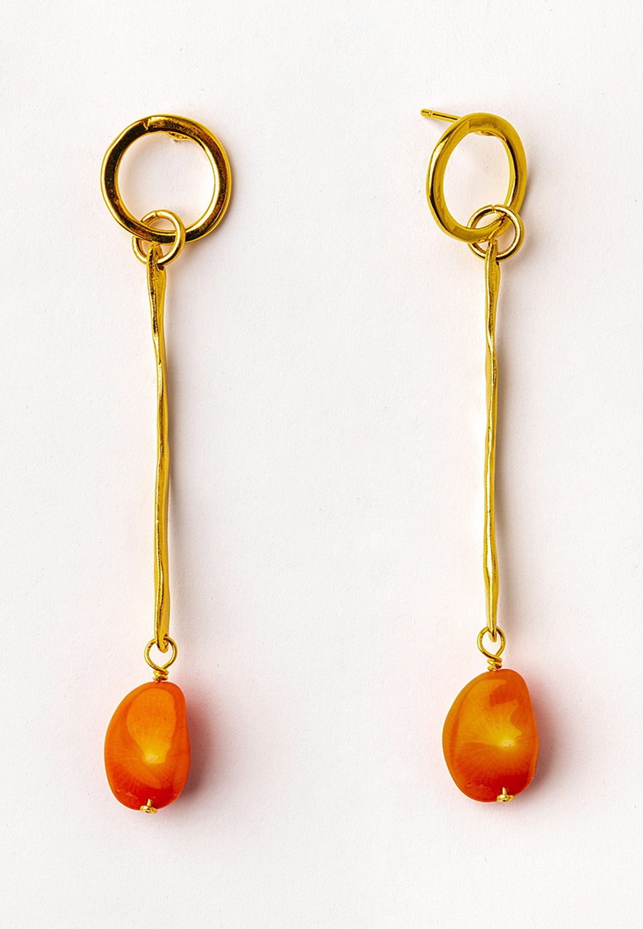 PENDIENTES BAÑO ORO CON CORAL