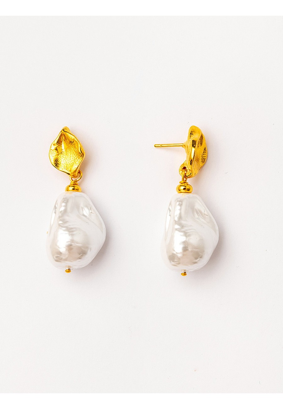 PENDIENTES HOJA BAÑO ORO...