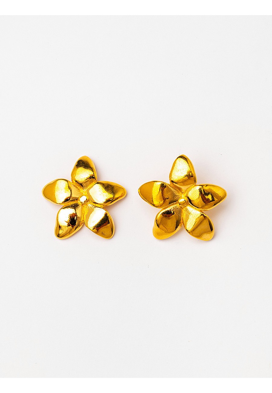 PENDIENTES FLOR BAÑO ORO