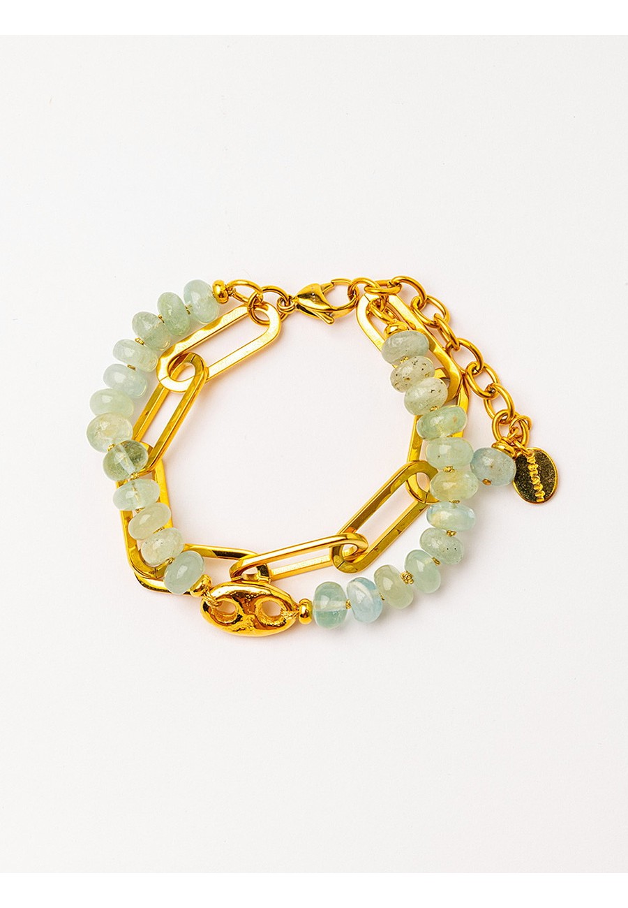 PULSERA CON CADENA BAÑO ORO...