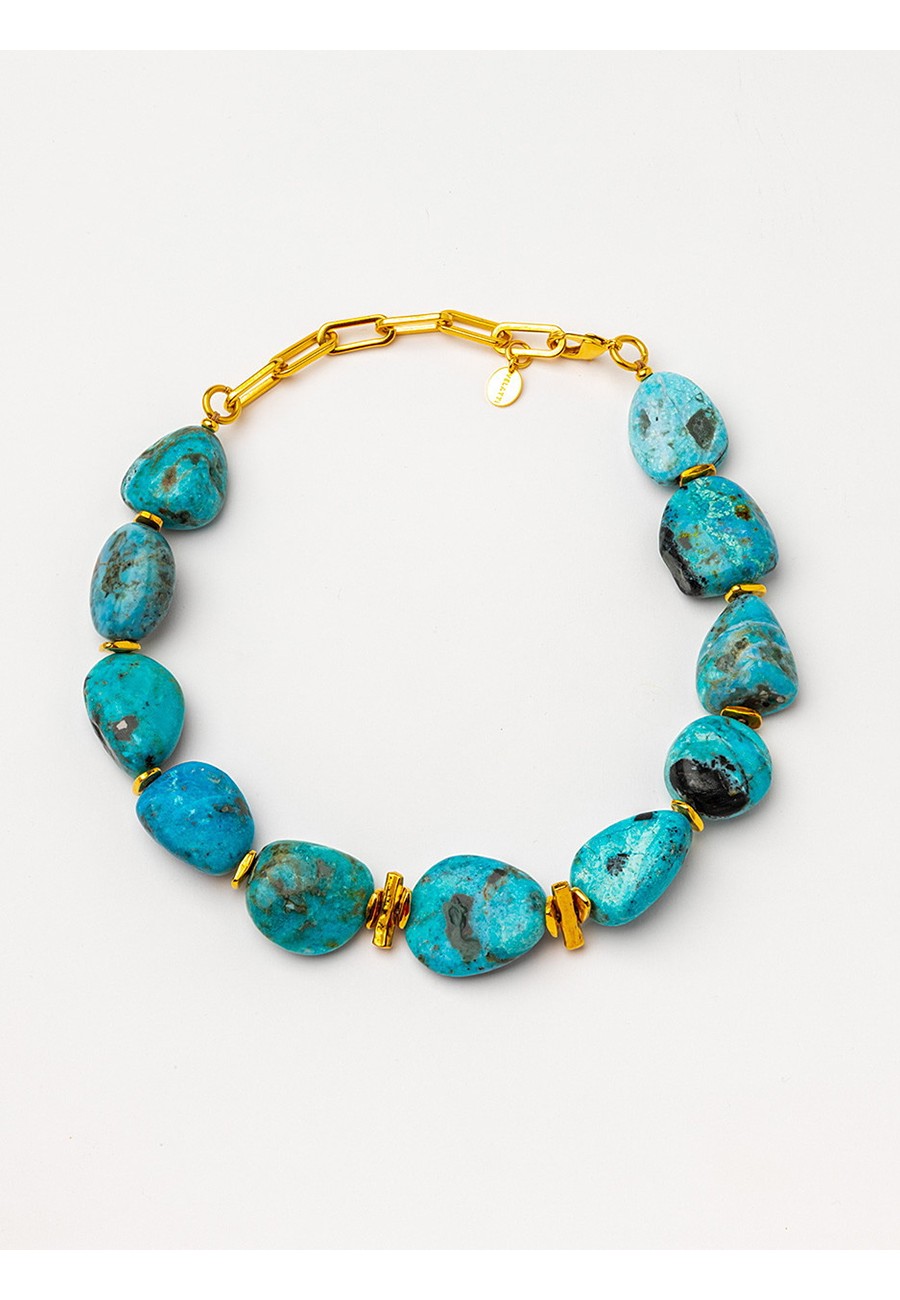 COLLAR CORTO CON ÓPALO AZUL