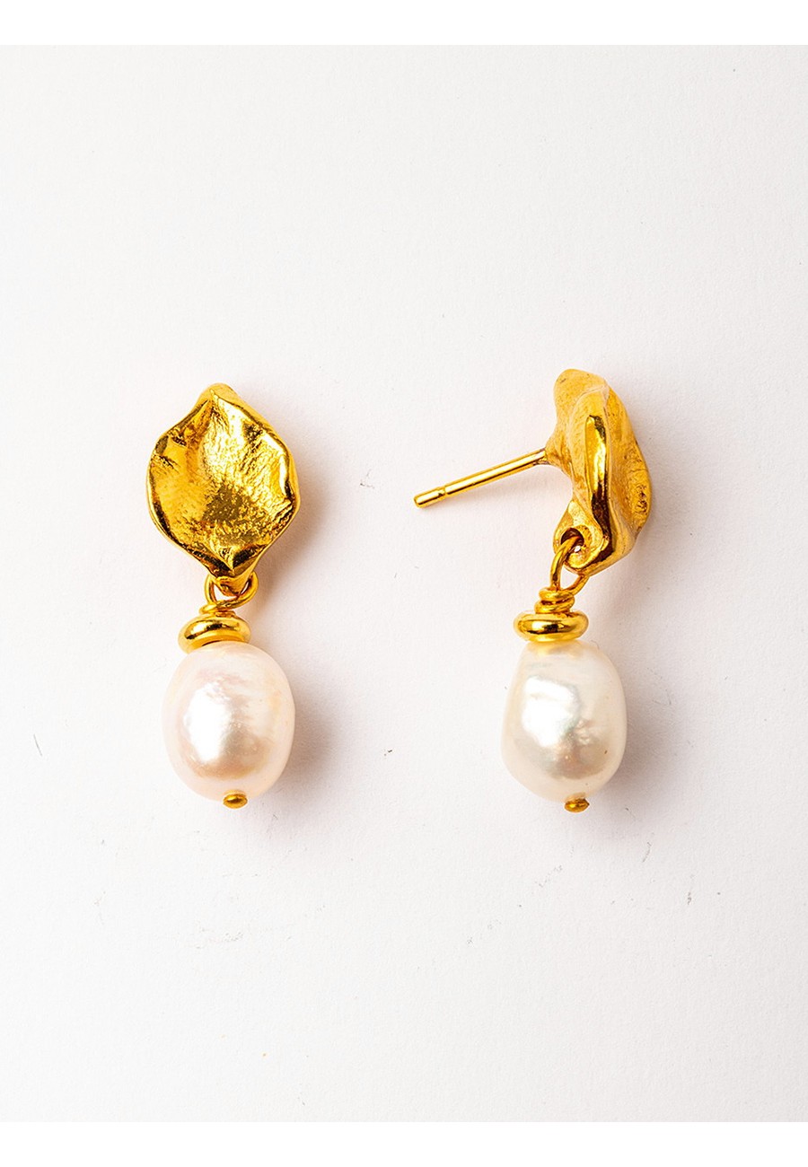 PENDIENTES BAÑO ORO CON PERLAS