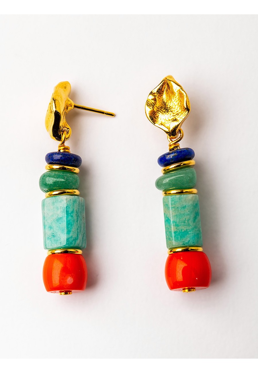 PENDIENTES BAÑO ORO CON GEMAS