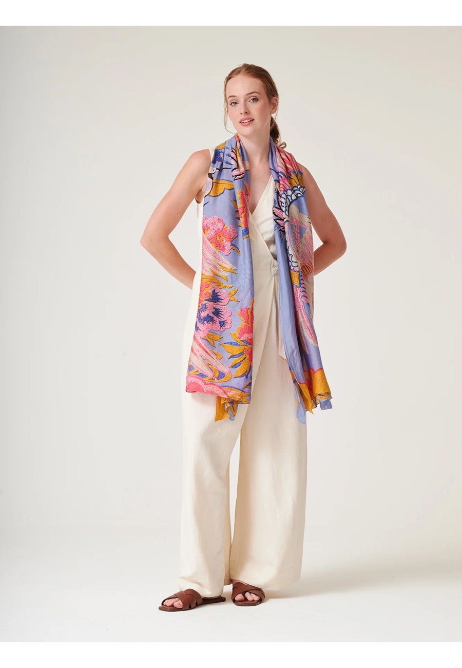 CRANE PERIWINKLE SCARF