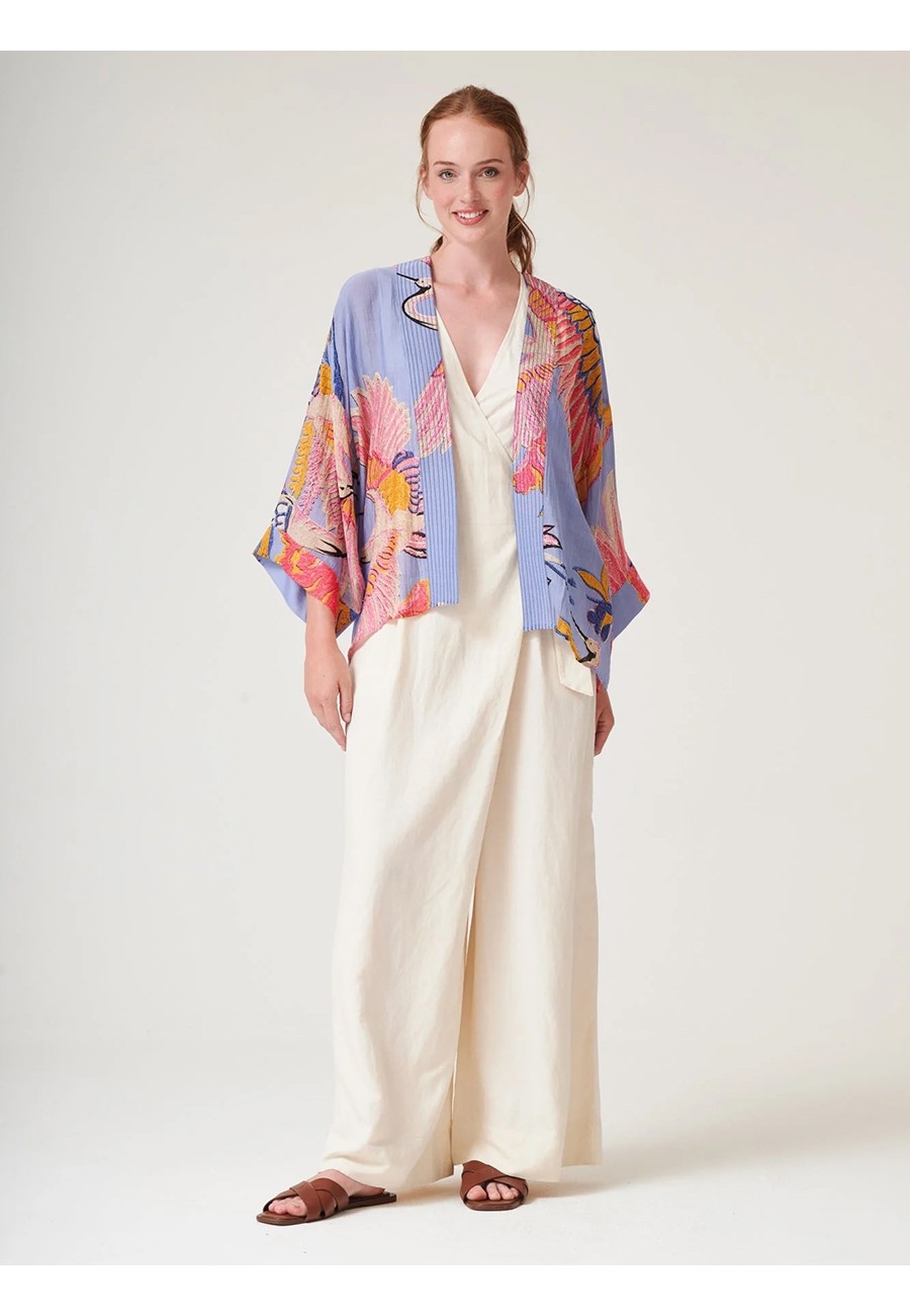 CRANE PERIWINKLE KIMONO