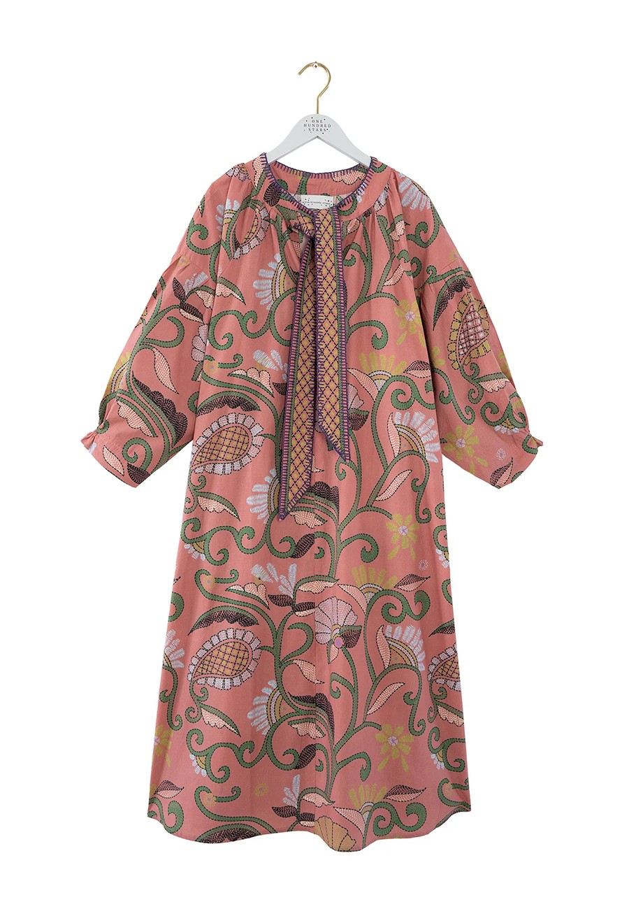 GIANT KANTHA DUSK TIE DRESS