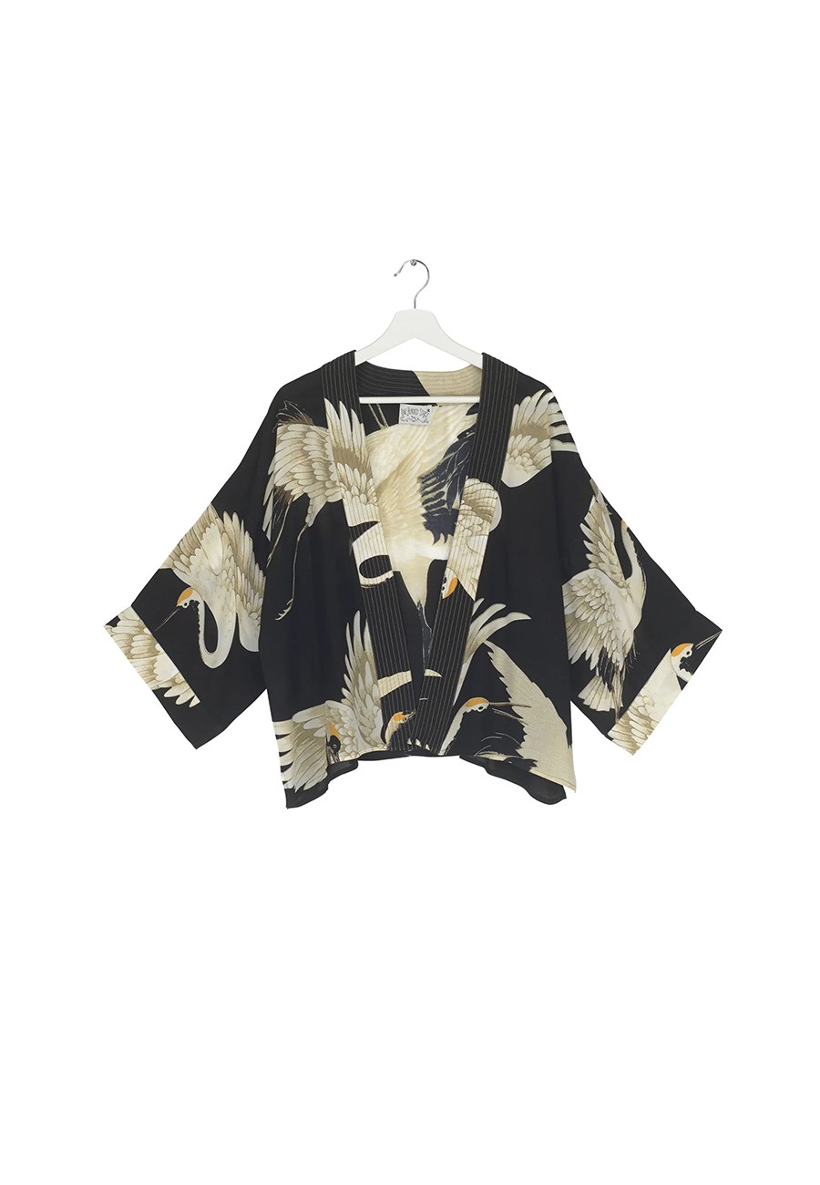 STORK BLACK CREPE KIMONO