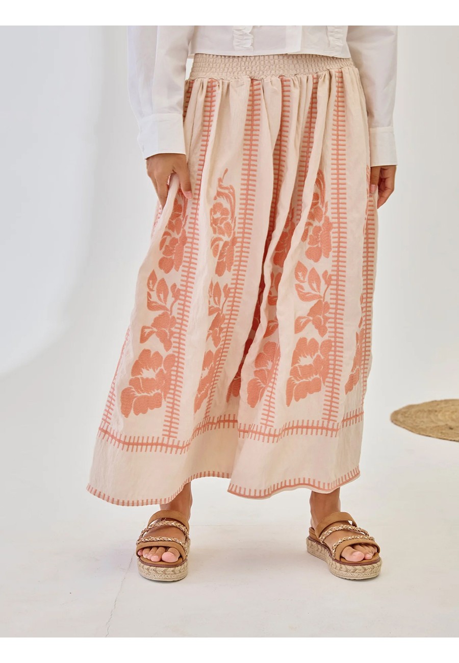 FALDA LARGA VISCOSA BORDADA...