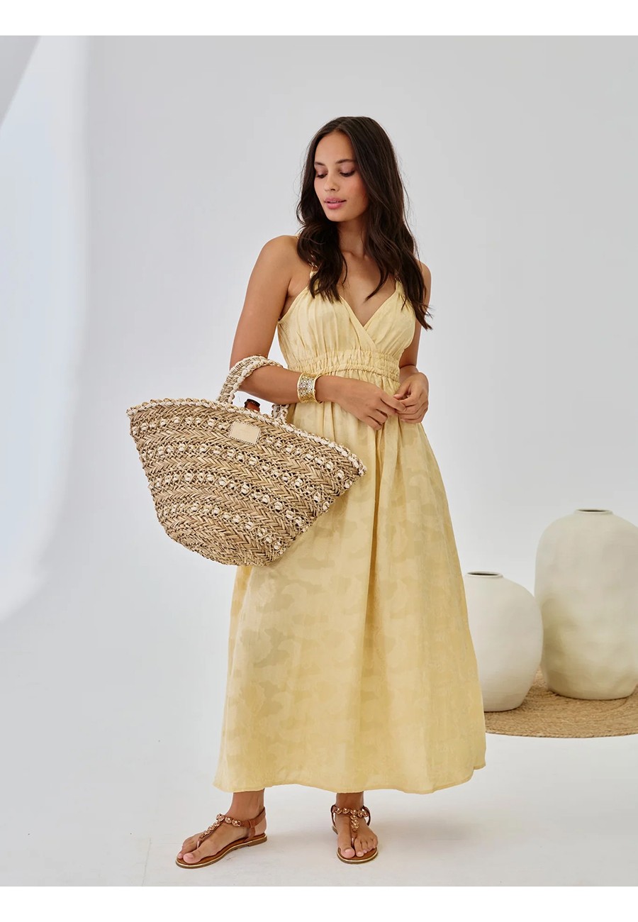 VESTIDO LARGO ESCOTE PICO Y...