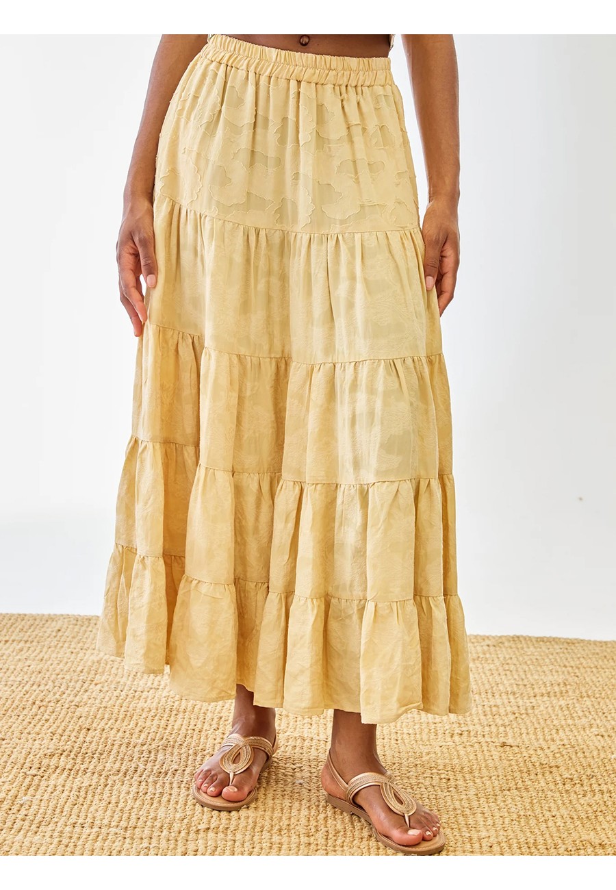 FALDA LARGA LINO VOLANTES