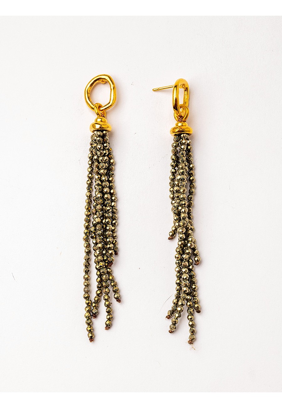 PENDIENTES BAÑO ORO CON PIRITA