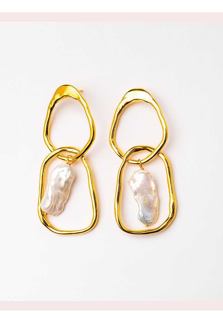 PENDIENTES BAÑO ORO CON PERLAS