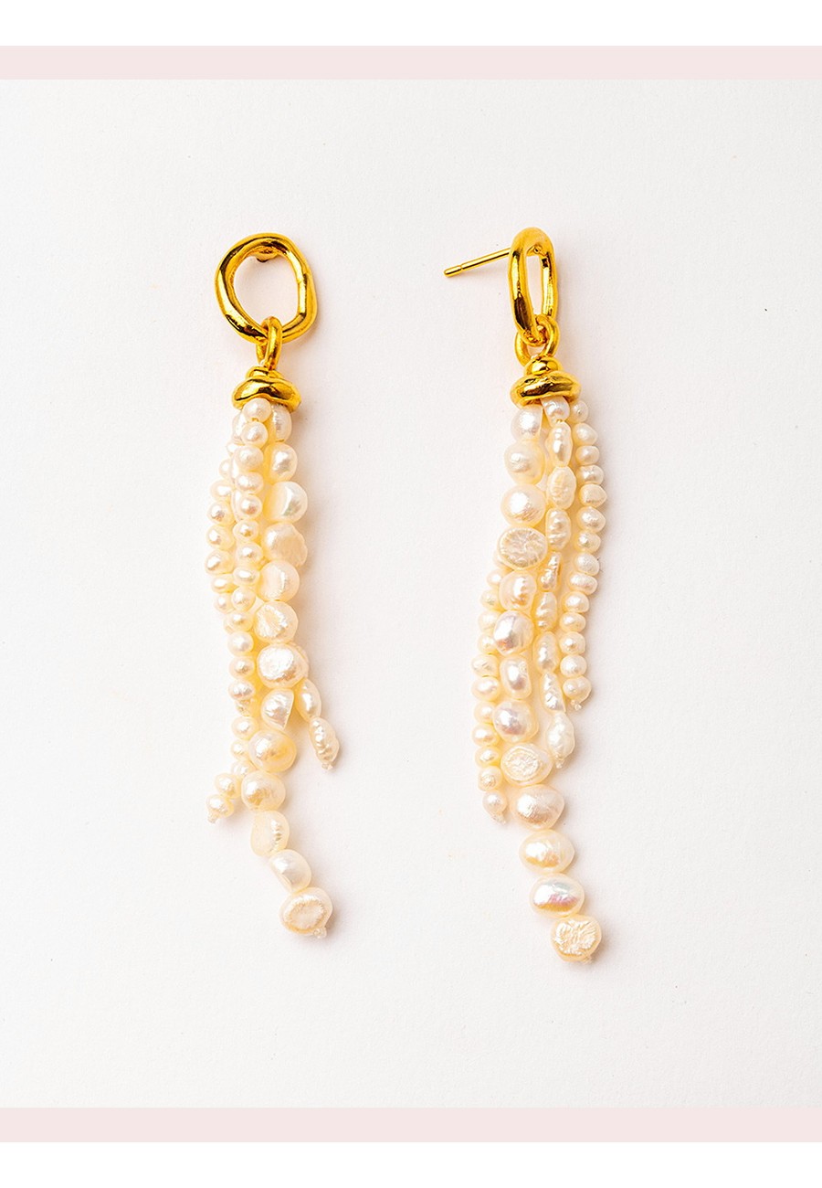 PENDIENTES BAÑO ORO CON PERLAS